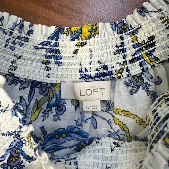LOFT Women’s Off the Shoulder Floral Pattern Blouse Size XS - Picture 4 of 7